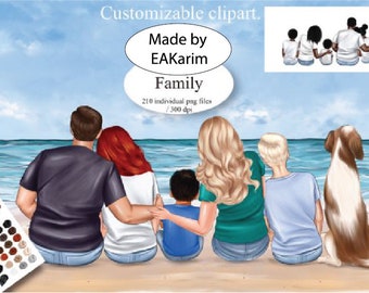 FAMILIE CLIPART, Familie mit Hund Png-Dateien, Family Cut File, Family Bundle, Family Clipart, Family Design, Vatertag, Gruppe Familien