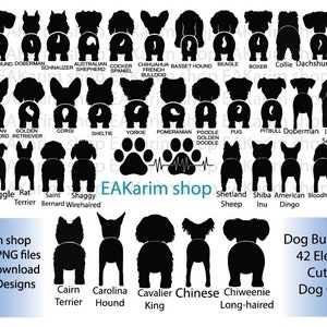 42 DOG BUTT BUNDLE / Foglio di scelta del cliente stampabile / File Svg e Png / File di taglio digitale / Cricut / Silhouette / Download istantaneo