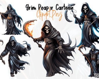 Grim Reaper Clipart Bundle, Digital Clipart, Commercial Use Clipart, PNG Clipart, 300dpi Clipart, Reaper Clipart, Halloween Clipart.