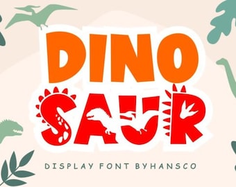 Dinosaur Font SVG: Modern font, Kids Alphabet, Dino Alphabet Letters & Numbers, School letters (Instant Download)
