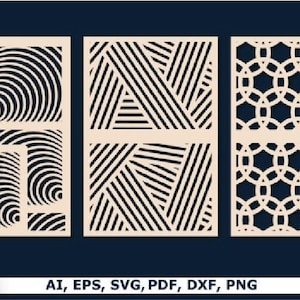 Laser cut panels svg, panel collection, laser cut files, geometric panel svg, lightburn laser cut panel files, Instant Download