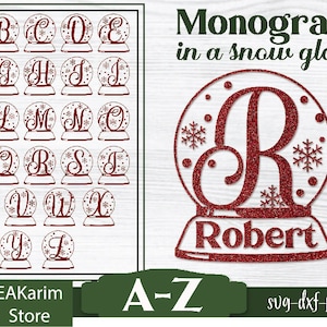 MonogramLetters de Navidad SVG, Alfabeto de Navidad SVG, Monograma de Navidad Svg, Archivos de corte SVG de Navidad, Capitales de Navidad, Descarga instantánea