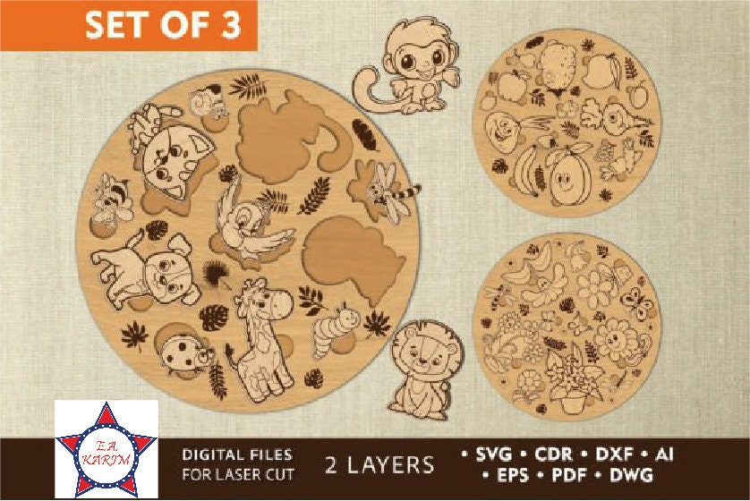Children Puzzle Laser Cut | Children SVG Design | Laser Cut Files | Game Design | Digital files | SVG | Instant download |