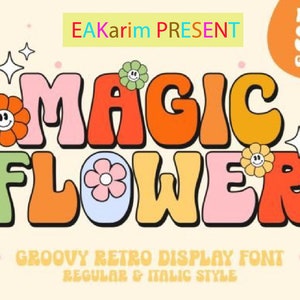 FUENTE DE FLOR MÁGICA Svg, Alfabeto de flores mágicas, Letras de flores mágicas y números svg para cricut, Silueta, Signos de flores - Descarga instantánea
