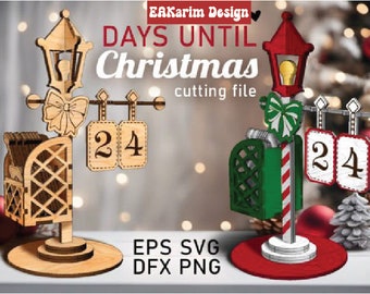 Tage bis Weihnachten Countdown Laserdateien SVG, Glowforge, Weihnachten, Laserschnittdateien, Weihnachtsdekor, digitale Dateien, sofort download