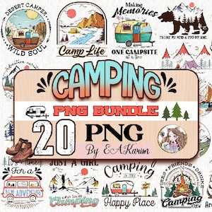 CAMPING SUBLIMATION PAKET| Lagerleben | Lagerfeuer Silhouette| Kamee| Digital| Urlaub| Camping Shirt Design| Png| Schnittdatei Cricut