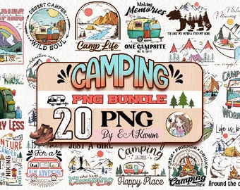 CAMPING SUBLIMATION BUNDLE| Camp Life | Campfire Silhouette| Cameo| Digital| Vacation| Camping Shirt Design| Png| Cut File Cricut