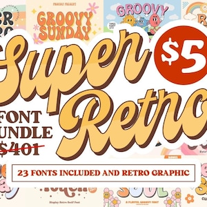 Fuente Super 23 Retro + muchas bonificaciones (gráficos retro, citas y muchas otras ilustraciones interesantes), fuente TTF, Otf/Svg, archivos Png.