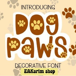 Dog Paws Font SVG, Dog bone svg en dog paw svg, alfabet en getallen, SVG-bestanden, Svg-, Png-, Dxf- en Eps-bestanden, Instant DOWNLOAD