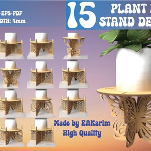 3D plantenpot staat lasergesneden bundel, potplantenstandaard, bloempotondersteuning lasercut, houten plantenverhogers, plantensteunbasis, plantenliefhebber