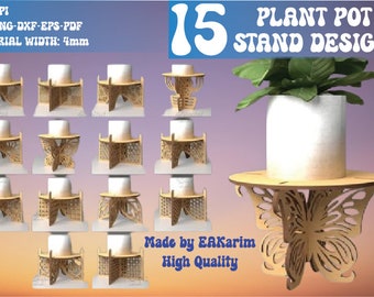 3D 植木鉢スタンド レーザーカット バンドル、鉢植えスタンド、植木鉢サポート レーザーカット、木製植物ライザー、植物サポート ベース、植物愛好家