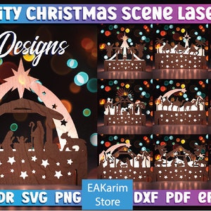 NATIVITY SCENE LASER Cut - Christmas Gift - Laser Cut Files - Glowforge Files - Svg, Png, Dxf, Eps, Pdf, Cdr, Instant Download - Pesebre