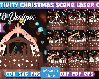 NATIVITY SCENE LASER Cut - Christmas Gift - Laser Cut Files - Glowforge Files - Svg, Png, Dxf, Eps, Pdf, Cdr, Instant Download - Pesebre