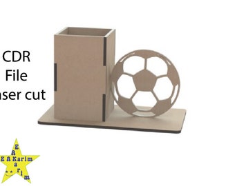 Laser Cut Pencil Holder CDR File, Football pencil holder, Soccer pencil holder, Vector Files For Wood Laser Cutting, Instant download.