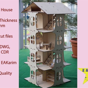 Storey House with laser cut vectors. Create your own dollhouse with laser cut vectors. Glowforge, Laser cut. Digital files, Instant download