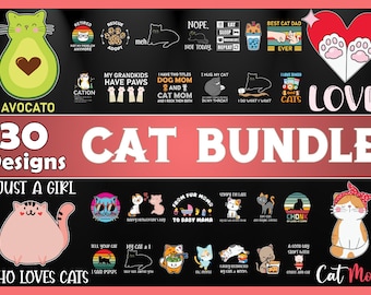 KATZEN Bundle SVG, KATZEN Svg Cut Files für Cricut, Katzen Clipart, Katze Silhouette svg, Kätzchen svg, digitale Dateien, sofort download