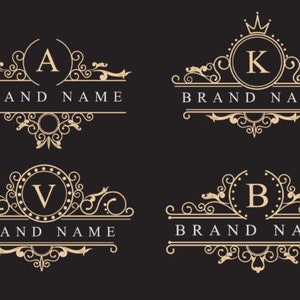 Elegante logotipo con iniciales florales, marca SVG, A-Z, monograma, floral, boda, letra, paquete, fuente, Cricut, DXF, silueta, descarga instantánea