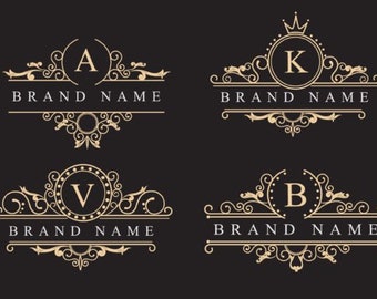 Elegant Floral Initials Logo, Brand name SVG, A-Z,Monogram,Floral,Wedding,Letter,Bundle,Font,Cricut,DXF,Silhouette, Instant download