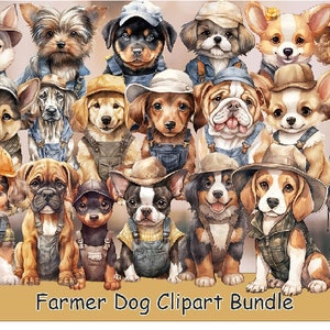 Watercolor Dog Farmer Clipart, Dog Png, Breeds Watercolor, Dog Clipart Watercolour Bundle, Dog Breeds Png Bundle, Dogs Digital pack png