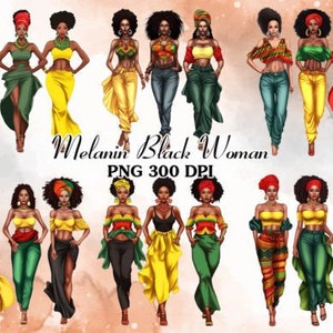 Melanin Magic Digital Sticker Pack - Boho Digital Sticker Pack - Schwarze Frauen Digital Clipart - Boho Aquarell Digital Sticker