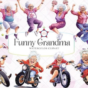 Lustige Oma Aquarell Sublimation niedlich Clipart Großvater Clipart Opa Clipart, Oma Clipart Freund Clipart Brüder Clipart