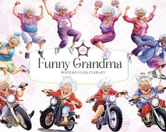 Grappige oma aquarel sublimatie schattige clipart grootvader clipart opa clipart, oma clipart vriend clipart broers clipart