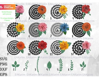 GEROLDE BLOEM SVG met Preview!!!, Papieren bloem SVG gesneden bestand voor Cricut Silhouette, Papieren bloem sjabloon SVG, Bloem SVG - Instant download