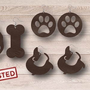 HONDEN OORBELLEN Laser Cut, Svg, Png, Dxf, Eps, Ai, Pdf, Canine, Geschenken voor haar/hem/hen, Digitale bestanden, Instant download.