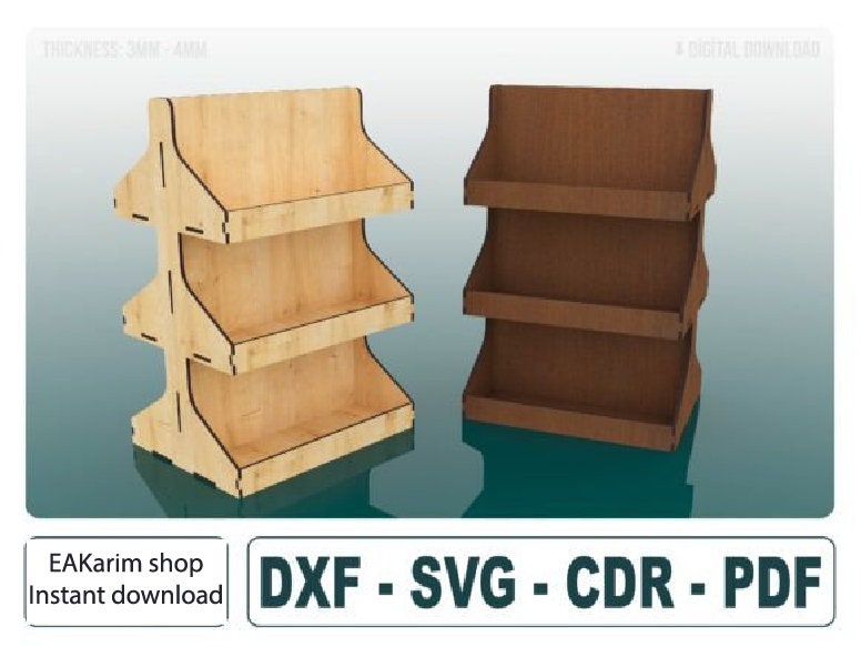 SHELF DISPLAY STAND Laser Cut Svg Pdf Dxf Cdr Files Etsy Canada