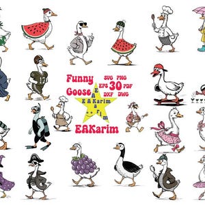 Silly Goose SVG-PNG-DXF-Eps-Dwg-Pdf Bundle Silly Goose on the Loose Sublimation Clipart Quotes Funny Stickers Dilly Dally Duck Goose