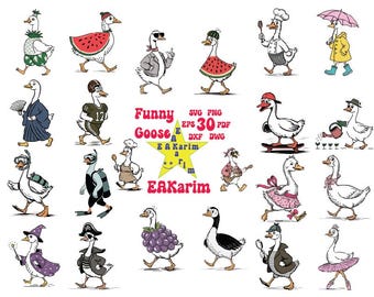 Silly Goose SVG-PNG-DXF-Eps-Dwg-Pdf Bundle Silly Goose on the Loose Sublimation Clipart Quotes Funny Stickers Dilly Dally Duck Goose