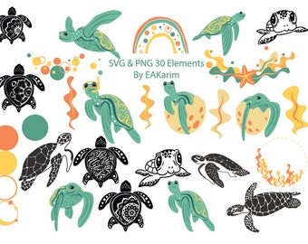 TURTLE SVG, Sea Turtle Svg Cricut, Turtle Svg Bundle, Sea Turtle Png, mare in formato SVG, tartarughe in formato SVG, vettore tartaruga, silhouette tartaruga, piccola tartaruga