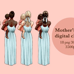 Watercolor Mother&#39;s Day Clipart | Painted Mother and Child Clipart | Mom and Child Illustrations | Instant Download for Commercial Use