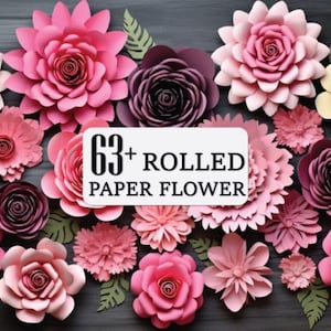 ROLLED FLOWER SVG, Papier Blume für Cricut Silhouette geschnitten, Papier Blume Vorlage svg, Blumen svg - Sofortiger Download