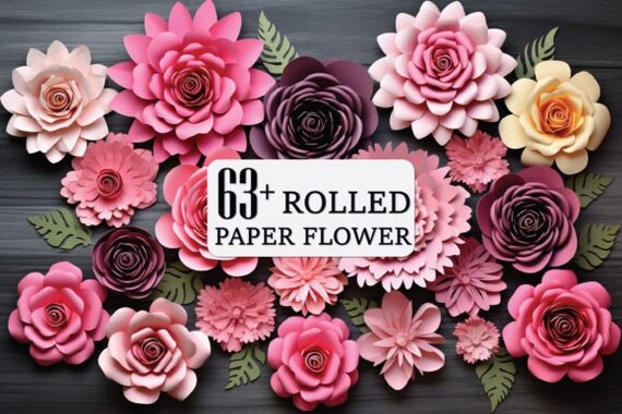 ROLLED FLOWER SVG, Paper flower svg cut file for Cricut Silhouette, Paper flower template svg, Flower svg - Instant download