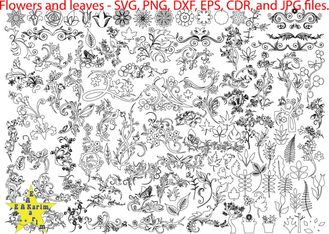 Procreate Botanical Stamps, Line Art Flower Stamps, Leaves, Trees ...