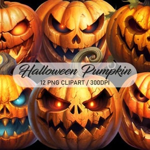 Imágenes Prediseñadas de calabaza de Halloween, imágenes prediseñadas de acuarela, PNG de Halloween, Halloween espeluznante, álbum de recortes, manualidades de papel, PNG y SVG, Jack O Lantern