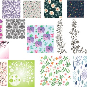 SEAMLESS FLORAL PATTERN svg, Motif de fleurs pour la fabrication de cartes, silhouette de motif occidental, motif vectoriel sans fin, téléchargement instantané Svg, Png