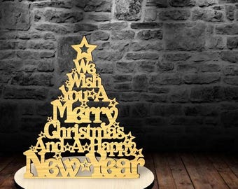 Standing Christmas tree bundle laser cut files svg template Glowforge Christmas tree svg cricut Christmas tree decor dxf, vector cnc patern