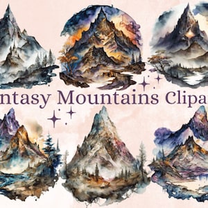 Mountain Forest Watercolor Clipart PNG, Hills Transparent Watercolor Clipart PNG Files, Background Scenery for Digital Products