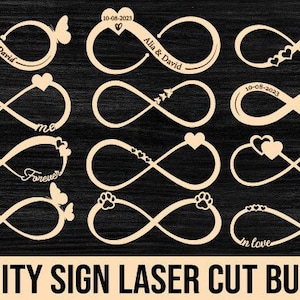 Segno di infinito di San Valentino tagliato al laser SVG, pacchetto SVG di rose di San Valentino con carta tagliata, regalo di San Valentino in formato SVG, file di download digitale