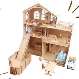 La casa delle bambole perfetta con vettori tagliati al laser, istruzioni di montaggio. Crea la tua casa delle bambole con vettori tagliati al laser. Glowforge, taglio laser.