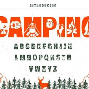 CAMPING FONT SVG / Camping Svg Alfabeto / Senderismo Fuente / Camping Svg Cricut / Camping Silueta / Senderismo Svg, Camping Letras, Descarga instantánea