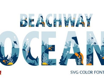Ocean Schriftart, Sea Schriftart, Schriftart, Craft Schriftart, Silhouette Schriftart, Cricut Schriftart, Procreate Schriftart, Cut-Out Schriftart, Spaß Schriftart, hübsche Schriftart, Sofortiger download