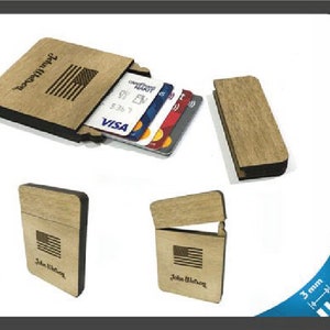 Porta carte tascabile, porta carte in legno, file tagliato al laser, file CNC, dxf, svg, cdr, ai, pdf, modelli vettoriali, progetto laser, laser svg