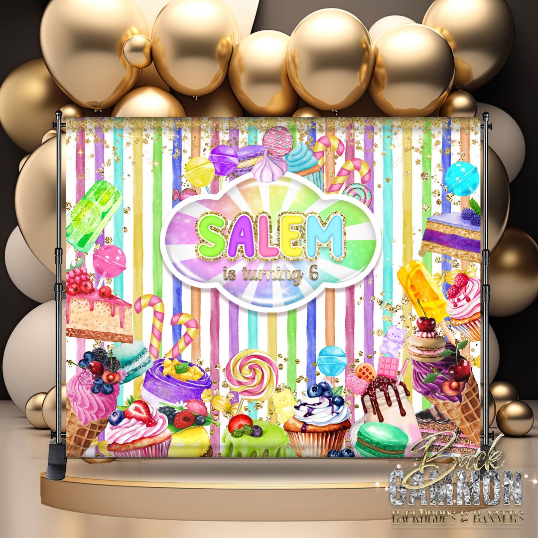 PRINTED or DIGITAL Candy Land Baby Birthday Backdrop Sweets Etsy
