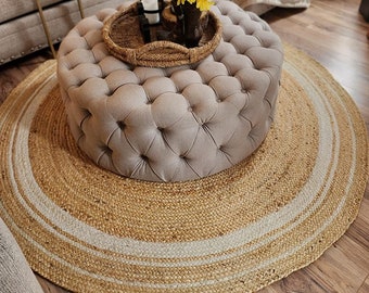 Round Jute Rug, Handmade Nursery Decor Rug, Circle Jute Rug, scandinavian living room decor rug, 7x7,6x6,5x5 round rug, cozy handwoven rug