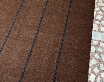 Alfombra marrón a rayas, hecha a mano de pura lana, estilo bohemio moderno escandinavo, de lana de tejido plano, tejida a mano, tamaño personalizado, para sala de estar.