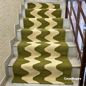 Boho Teppich Läufer, Handgewebter Chevron Kelim Teppich, Handgewebter Wollteppich, Beige Roter Kelimteppich