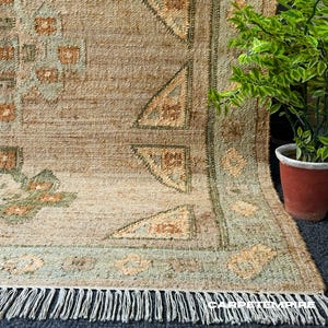 Muted Kilim Rug : Handmade Neutral Jute Rug , Rustic Farmhouse Decor, Cottage Core Muted Area Rug, Large Muted Jute Rug, Handwoven Kilim Rug
